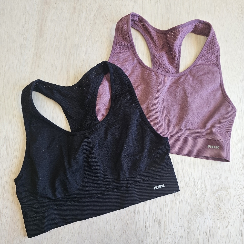 RBX Black and Purple Sports Bras
